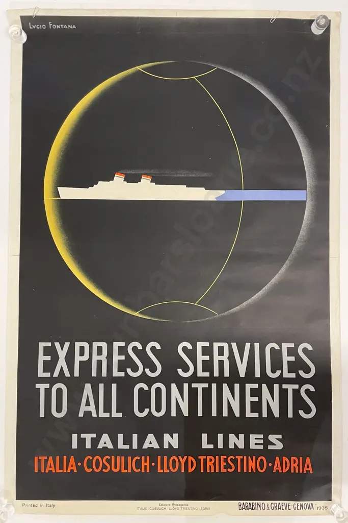 Artwork by Lucio Fontana, Vintage Italia Cosulich Line Poster