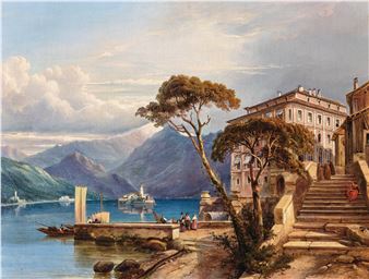 A View from the Palazzo Borromeo on Isola Bella towards Isola dei Pescatori on Lake Maggiore - Hermann Seefisch