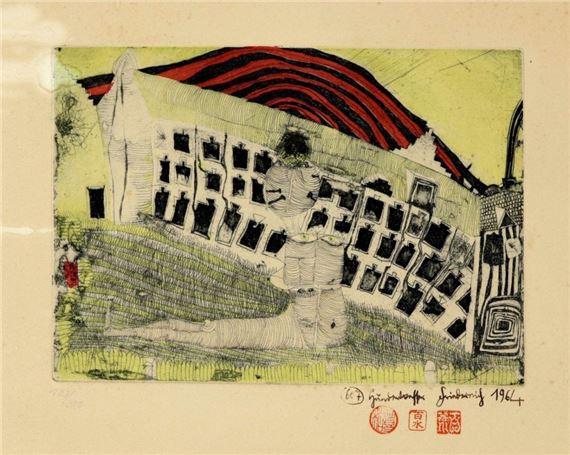 Mädchenfund im Gras - Friedensreich Hundertwasser