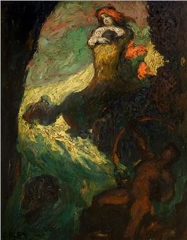 Mythologische Szene mit einem Kentauer und einem Bogenschützen - Adolf Frey-Moock