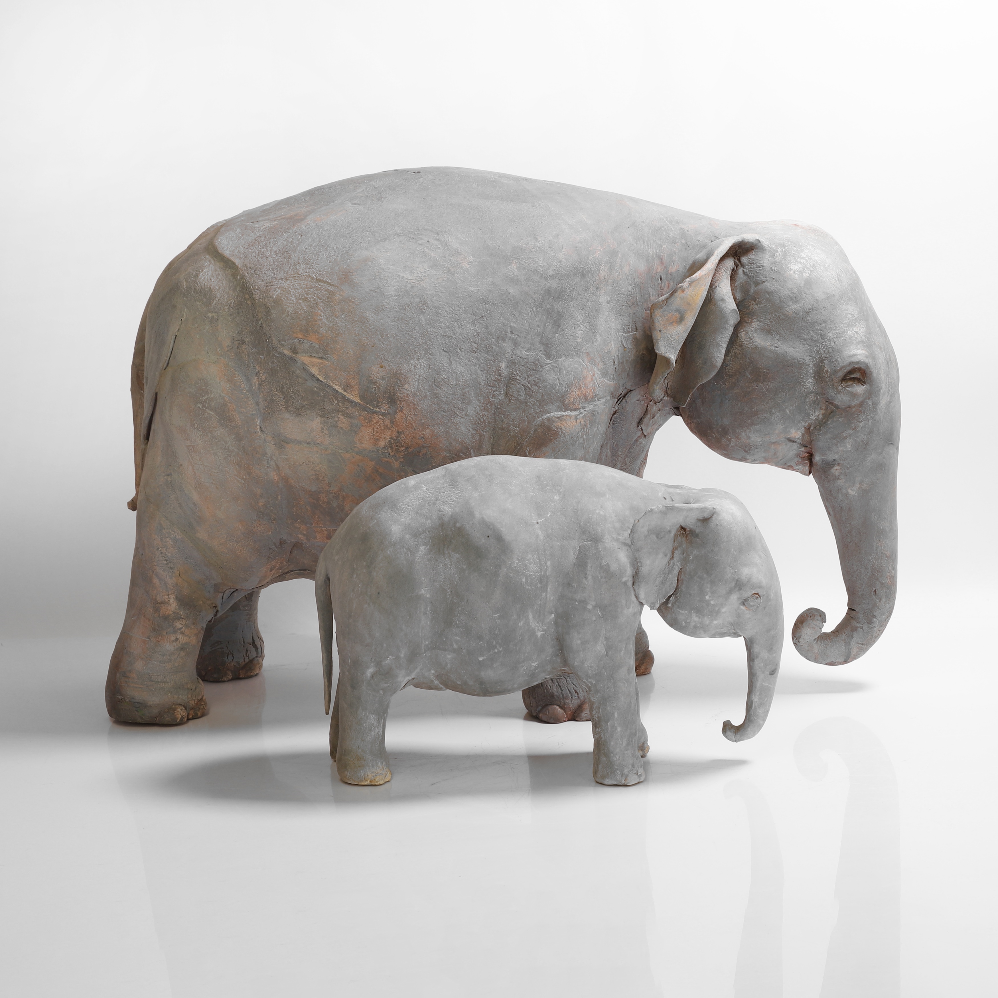 Artwork by Zoe Whiteside, two stoneware elephants, Made of Stoneware