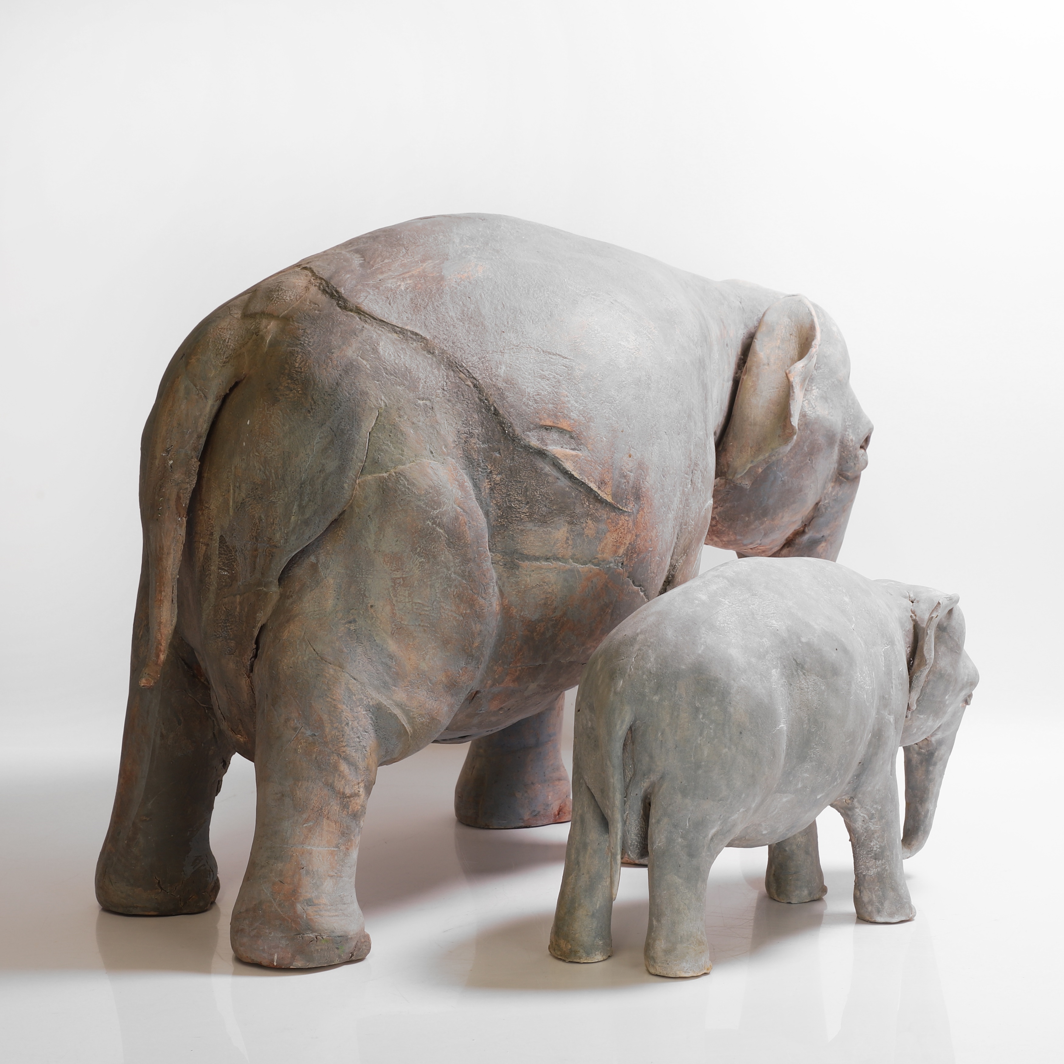 Artwork by Zoe Whiteside, two stoneware elephants, Made of Stoneware