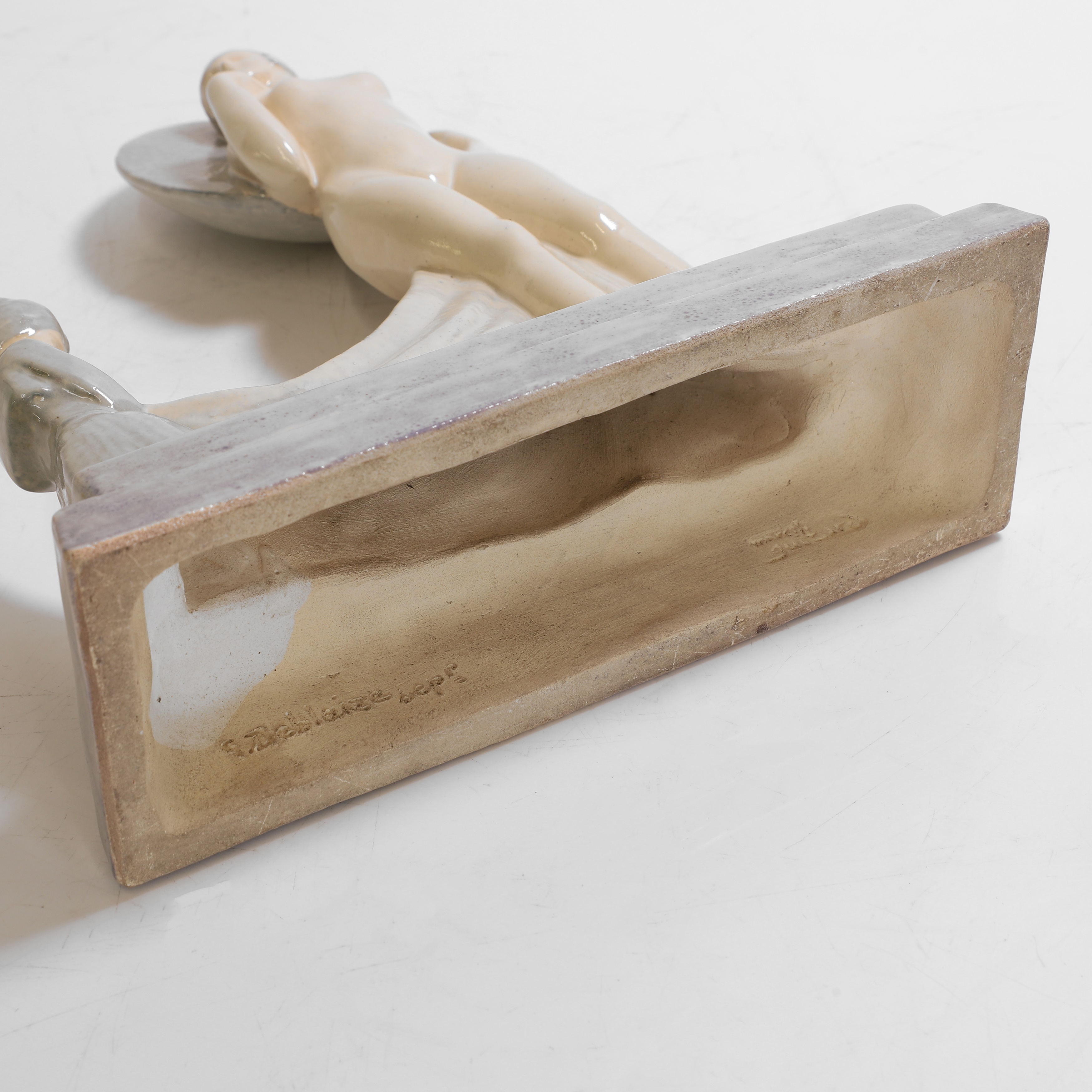 Artwork by Gaston Deblaize, Art Deco cream-glazed figure group, Made of Cream-Glazed Figure Group
