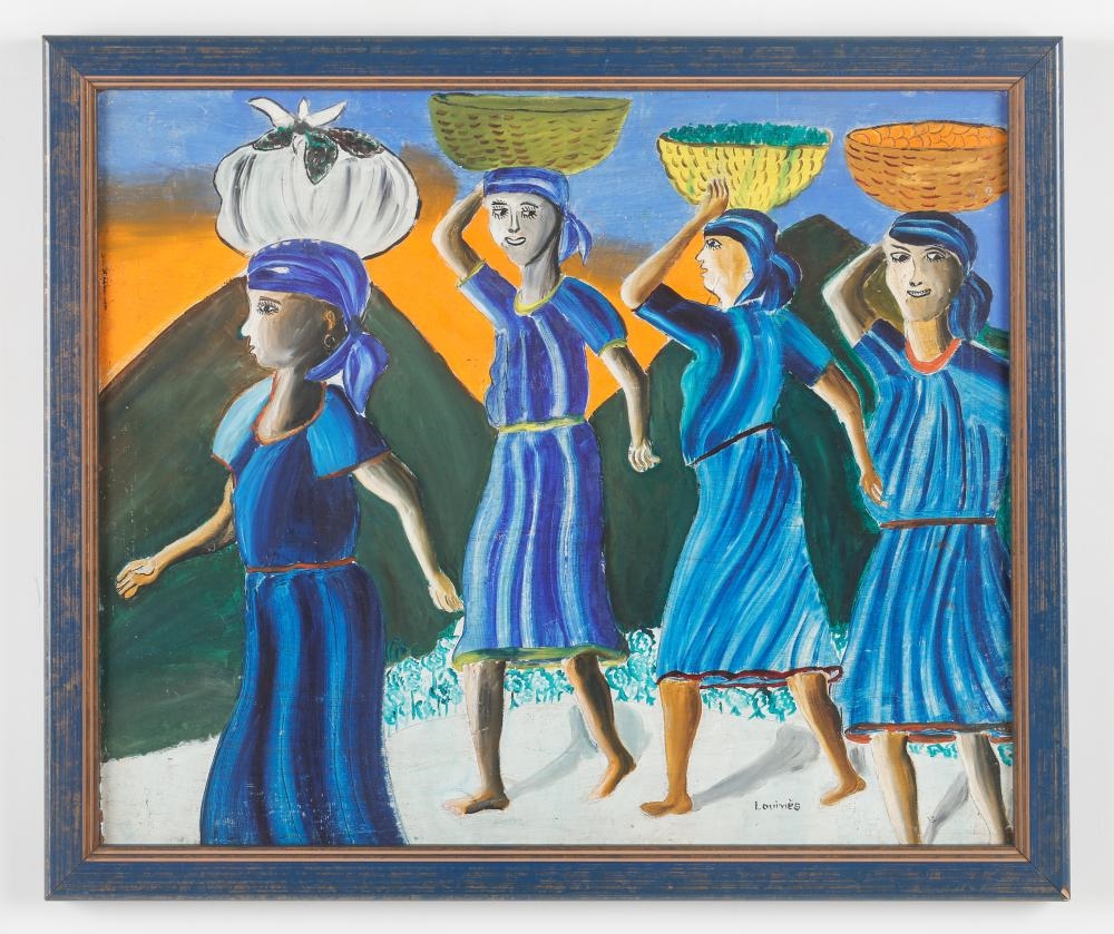 Artwork by Louines Mentor, Going to Market, Made of Oil On Masonite Board