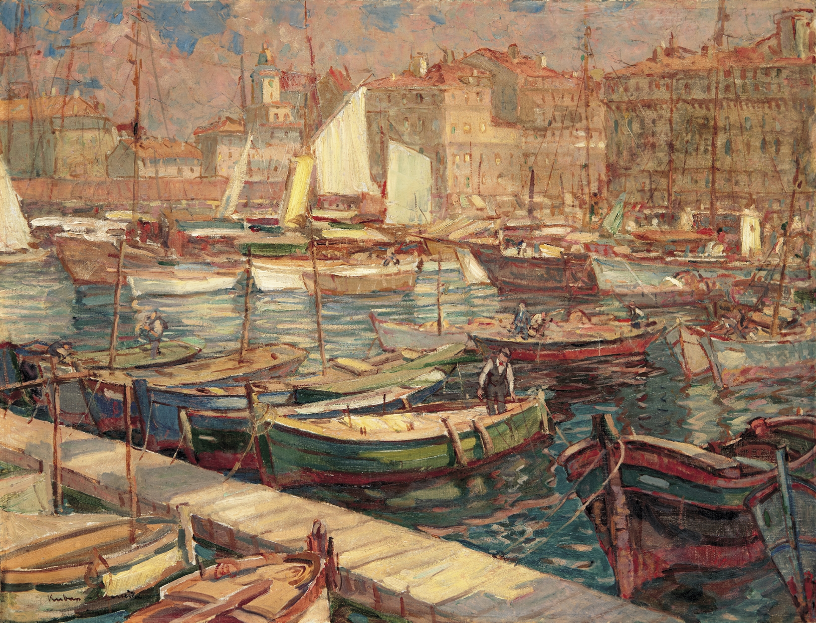 Artwork by Josef Arpád Kubass, Port of Marseille, Made of Oil On Canvas