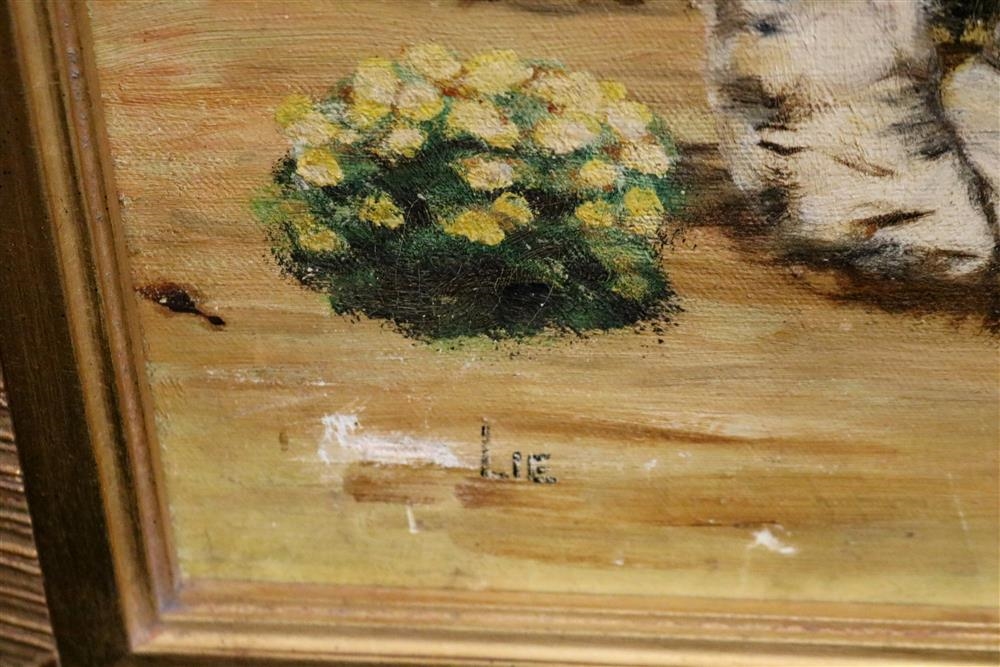 Artwork by Jonas Lie, Stand of Birch Trees by a Lake, Made of Oil On Canvas