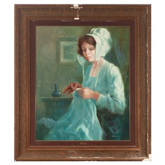 Muchacha cosiendo. - Juan Ramón Cebrián