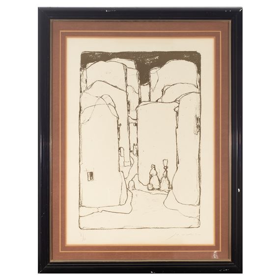 Calle de pueblo con figuras. - Manuel Marola