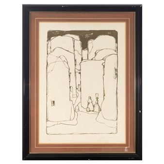 Calle de pueblo con figuras. - Manuel Marola