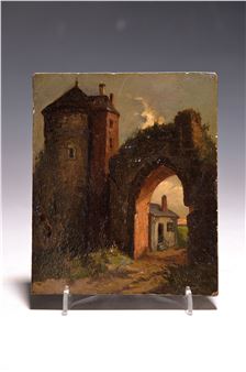 late romantic viewof the ruin of a city gate - J. Godart-meyer