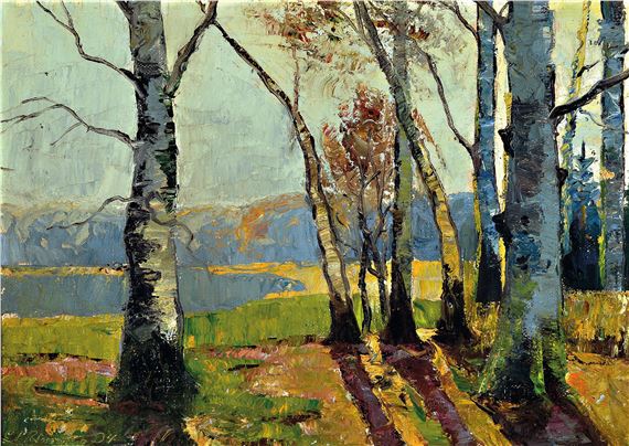 view through autumn trees on a lake - Conrad Wimmer
