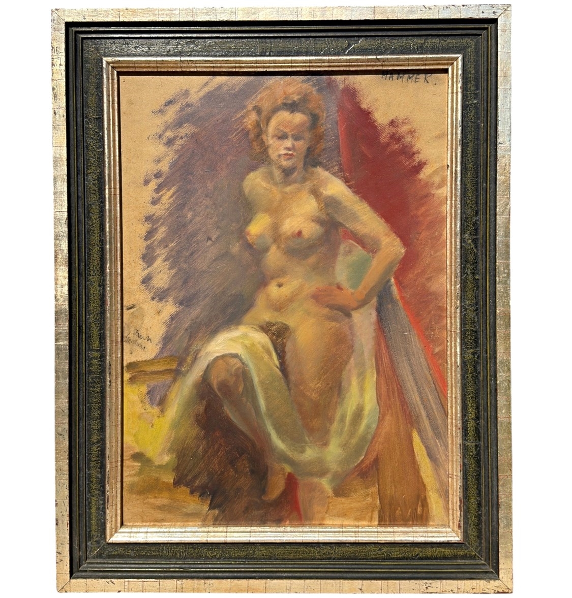 Artwork by Victor Karl Hammer, Sitzender Akt, Made of oil on cardboard