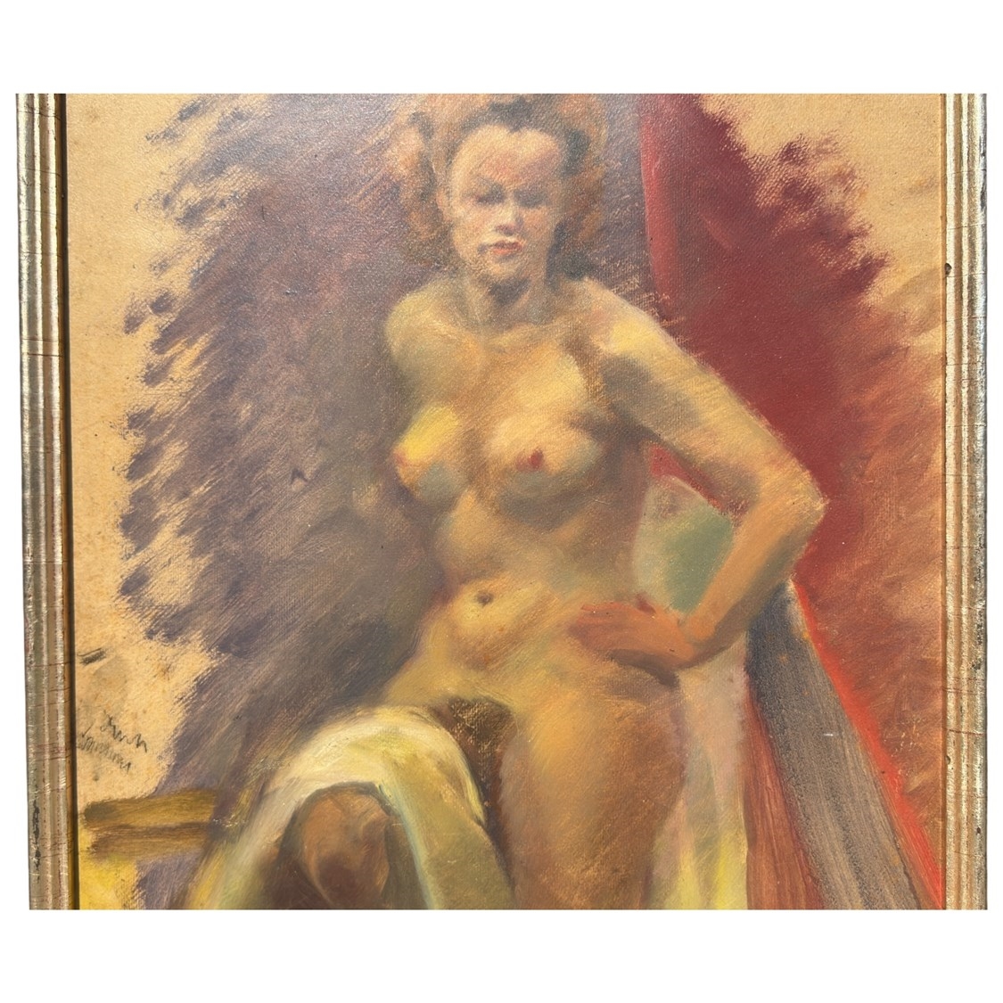 Artwork by Victor Karl Hammer, Sitzender Akt, Made of oil on cardboard