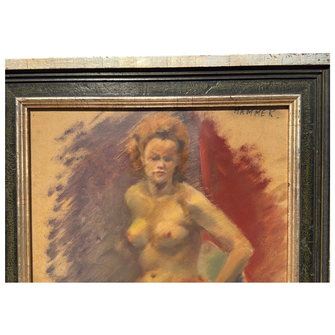 Artwork by Victor Karl Hammer, Sitzender Akt, Made of oil on cardboard