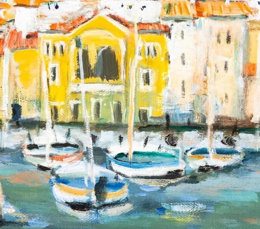 Artwork by Josiane Desclaux, Le Port de Marseille, Made of Oil On Canvas