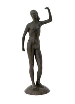 Standing Nude Female Figure Bronzed Plaster Sculpture - W. J.f. Flaender