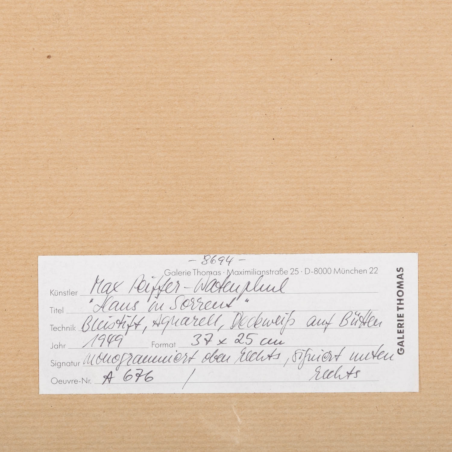 Artwork by Max Peiffer Watenphul, Haus in Sorrent, Made of Watercolour Over Pencil/Handmade Paper