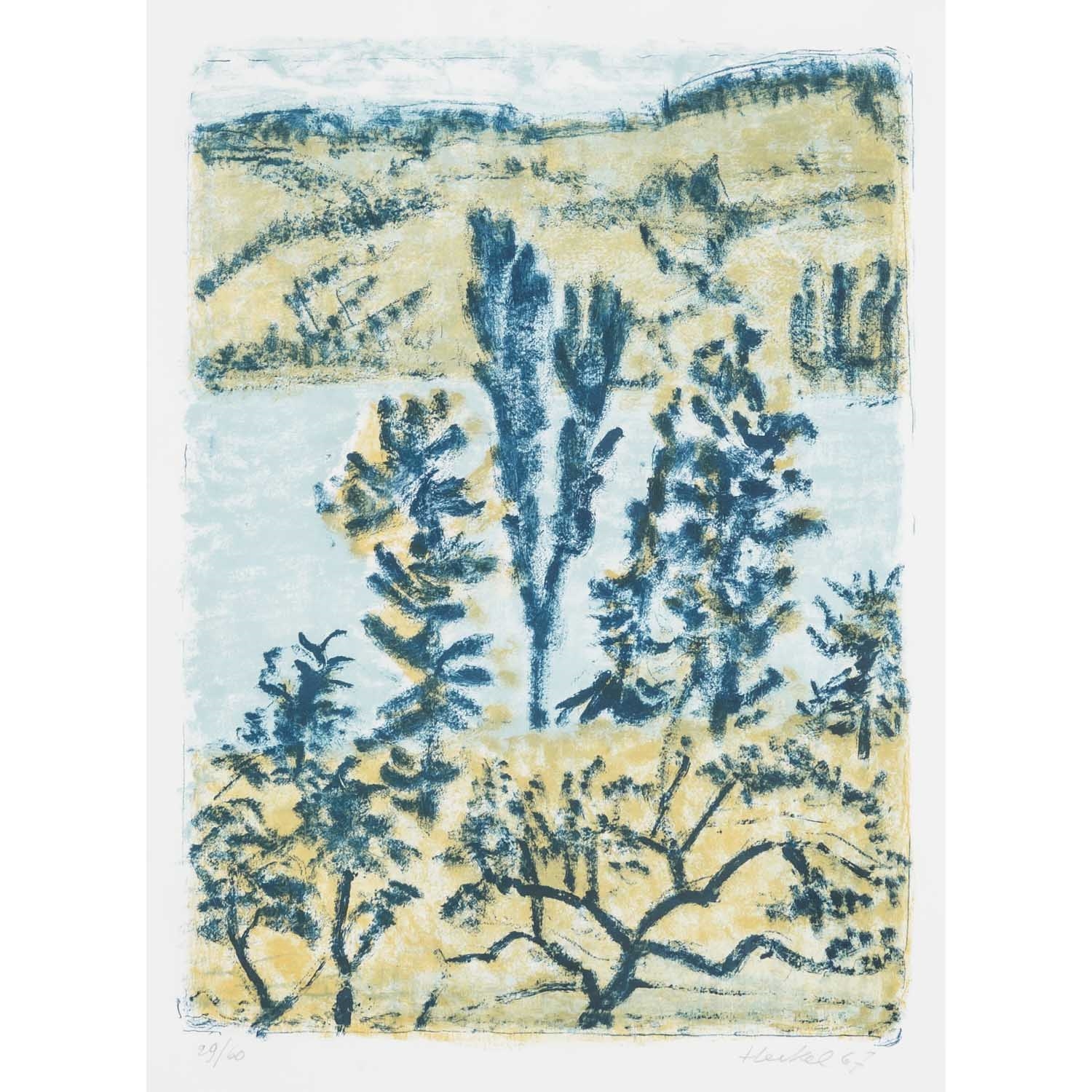 Artwork by Erich Heckel, Bäume am See, Made of colour lithograph/Arches