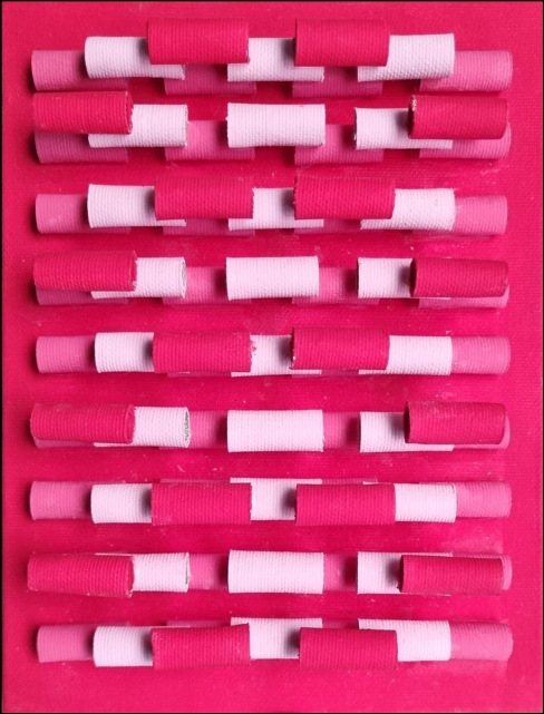 Artwork by Francesco Fasano, Risvolti, Made of Tele Arrotolate Sovrapposte Su Pannello