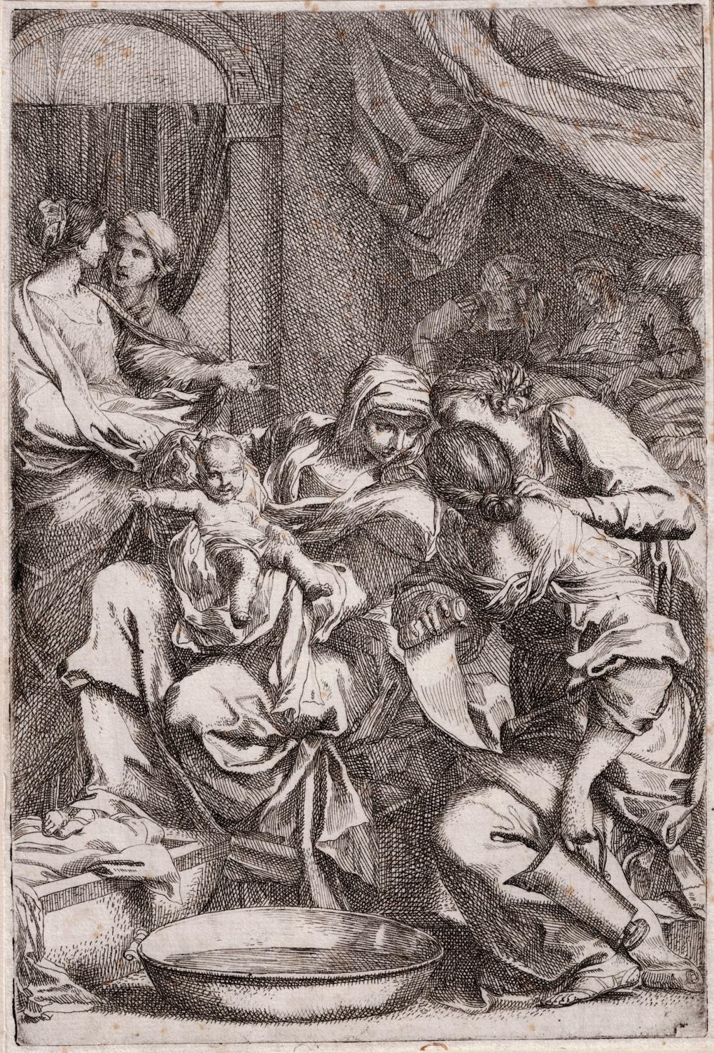 Artwork by Carlo Maratta, Birth of the virgin, Made of Etching