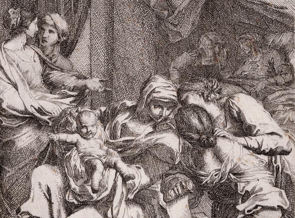 Artwork by Carlo Maratta, Birth of the virgin, Made of Etching