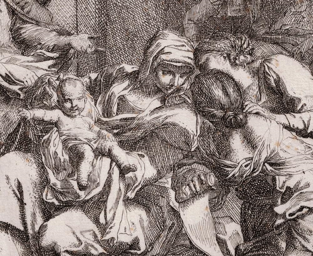 Artwork by Carlo Maratta, Birth of the virgin, Made of Etching