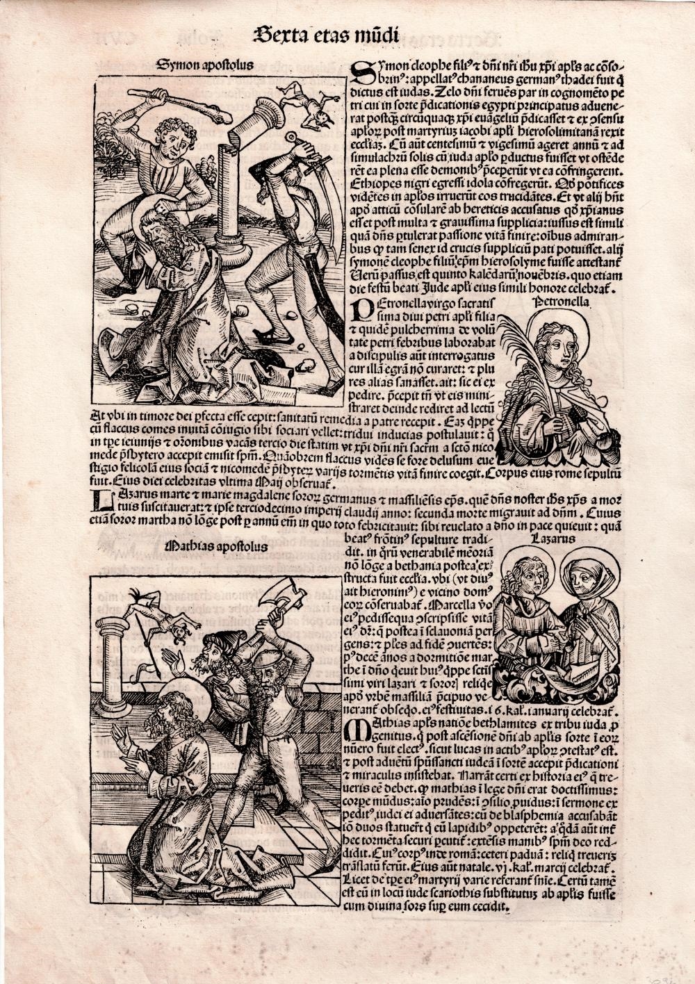 Artwork by Michael Wolgemut, Nuremberg Chronicle -Martyrdom of four Apostles - 1493, Made of Woodcuts