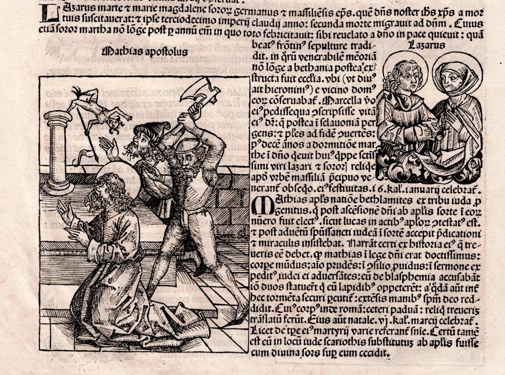 Artwork by Michael Wolgemut, Nuremberg Chronicle -Martyrdom of four Apostles - 1493, Made of Woodcuts