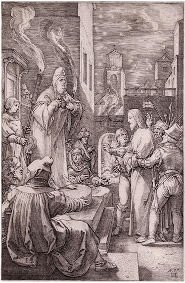 Christ before Caiaphas by Hendrick Goltzius, 1597