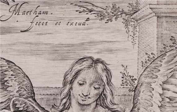 Jacob Matham | The Holy Family with two angels (1600) | MutualArt