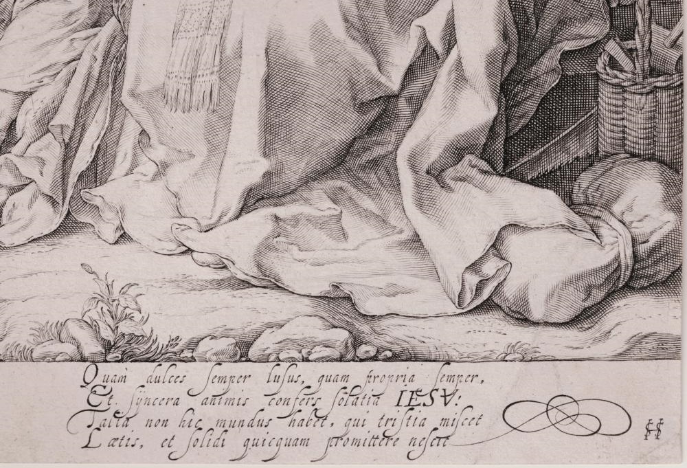 Jacob Matham | The Holy Family with two angels (1600) | MutualArt