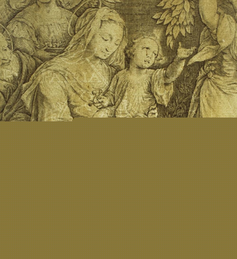 Jacob Matham | The Holy Family with two angels (1600) | MutualArt