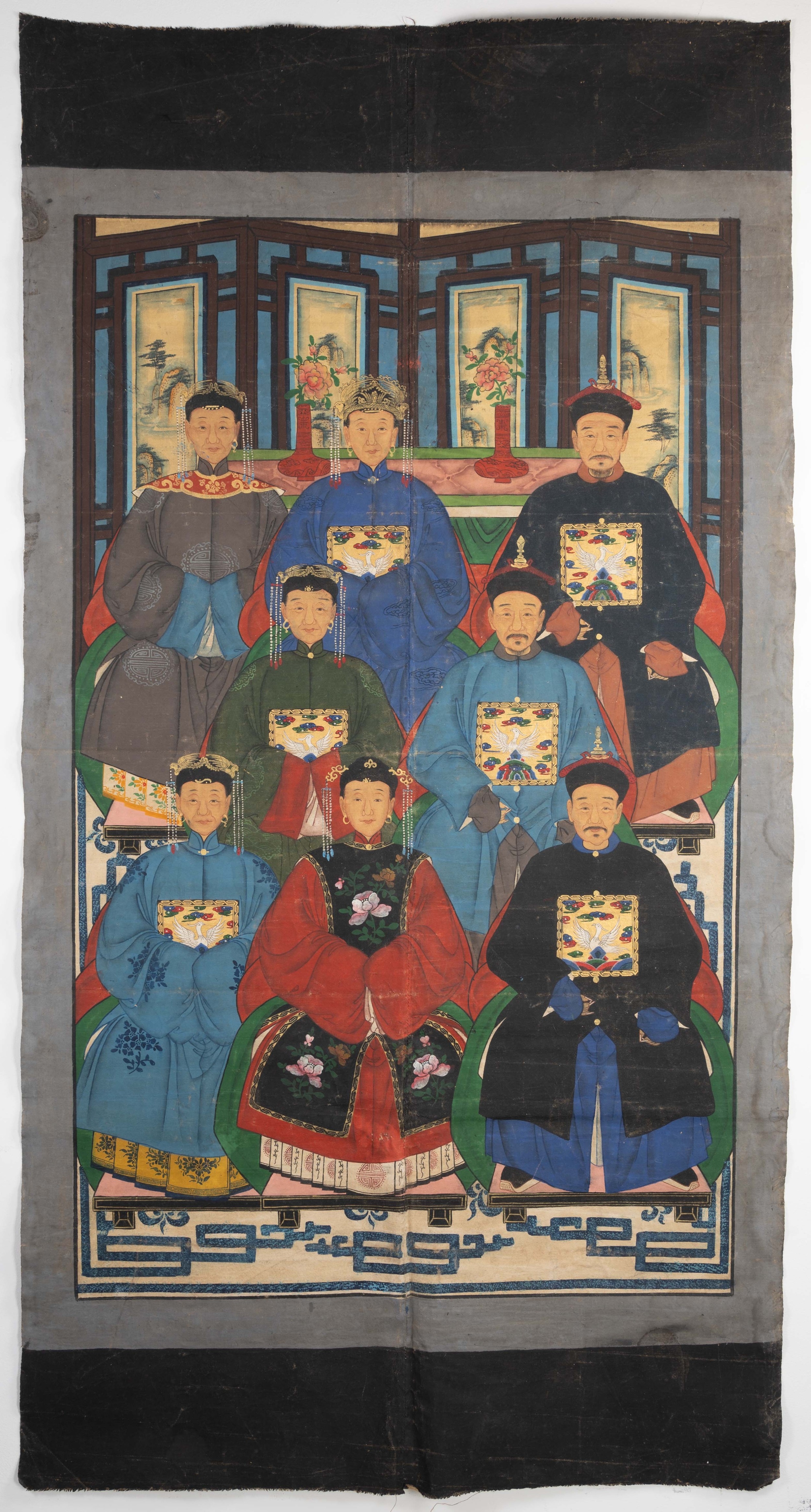 Artwork by Chinese School, A LARGE CHINESE ANCESTOR PORTRAIT ON CANVAS, Made of Canvas