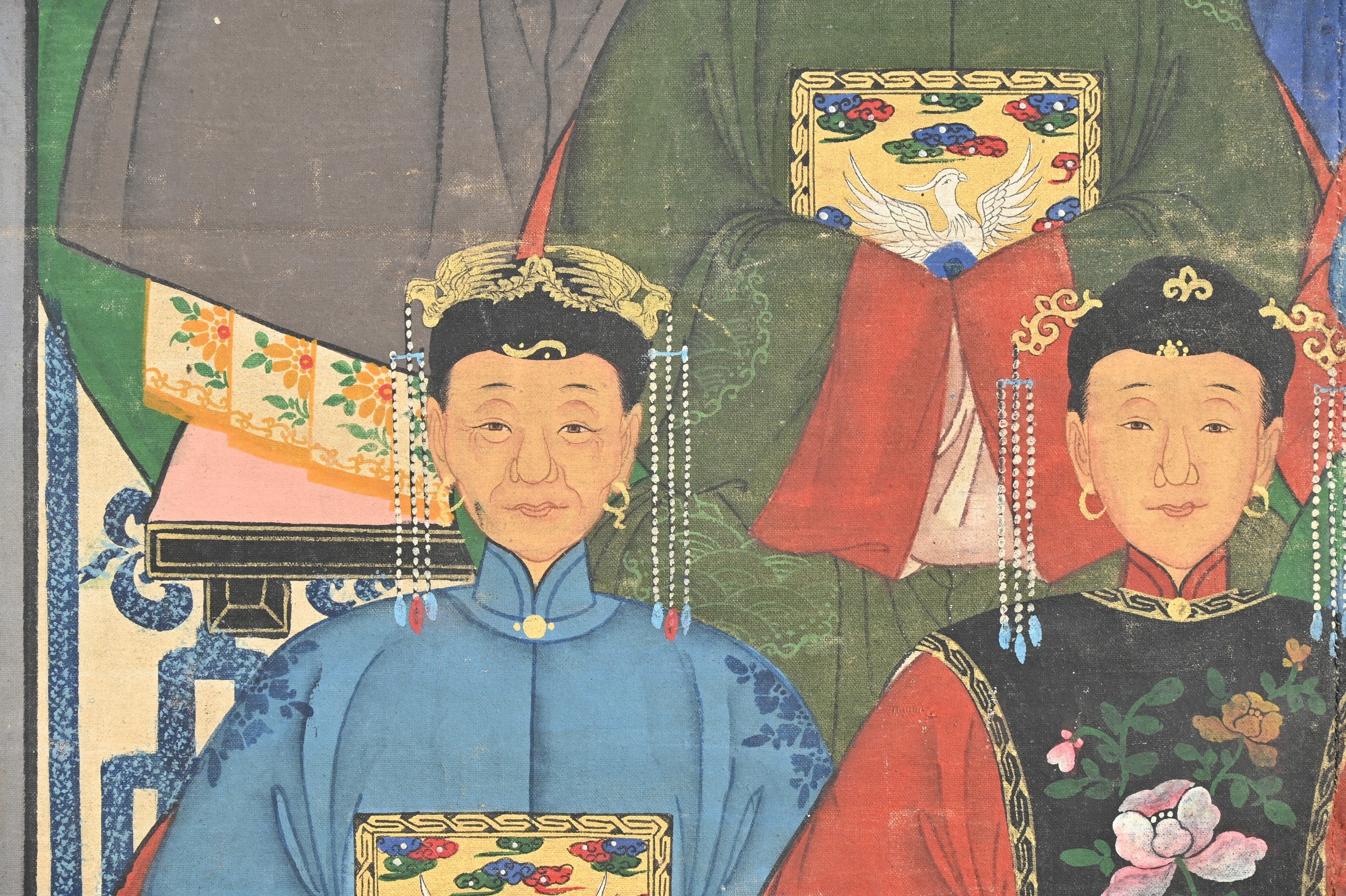 Artwork by Chinese School, A LARGE CHINESE ANCESTOR PORTRAIT ON CANVAS, Made of Canvas
