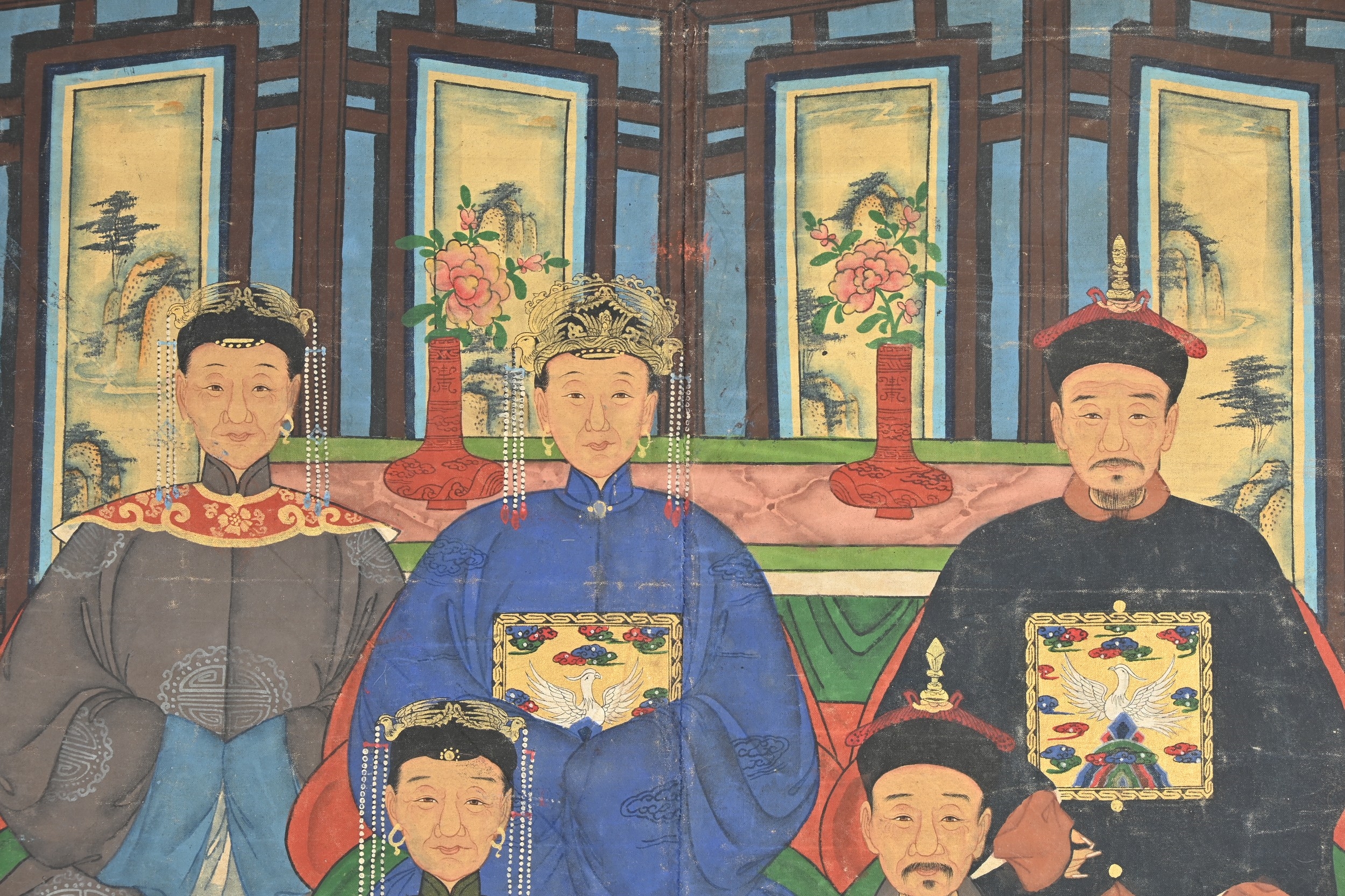 Artwork by Chinese School, A LARGE CHINESE ANCESTOR PORTRAIT ON CANVAS, Made of Canvas