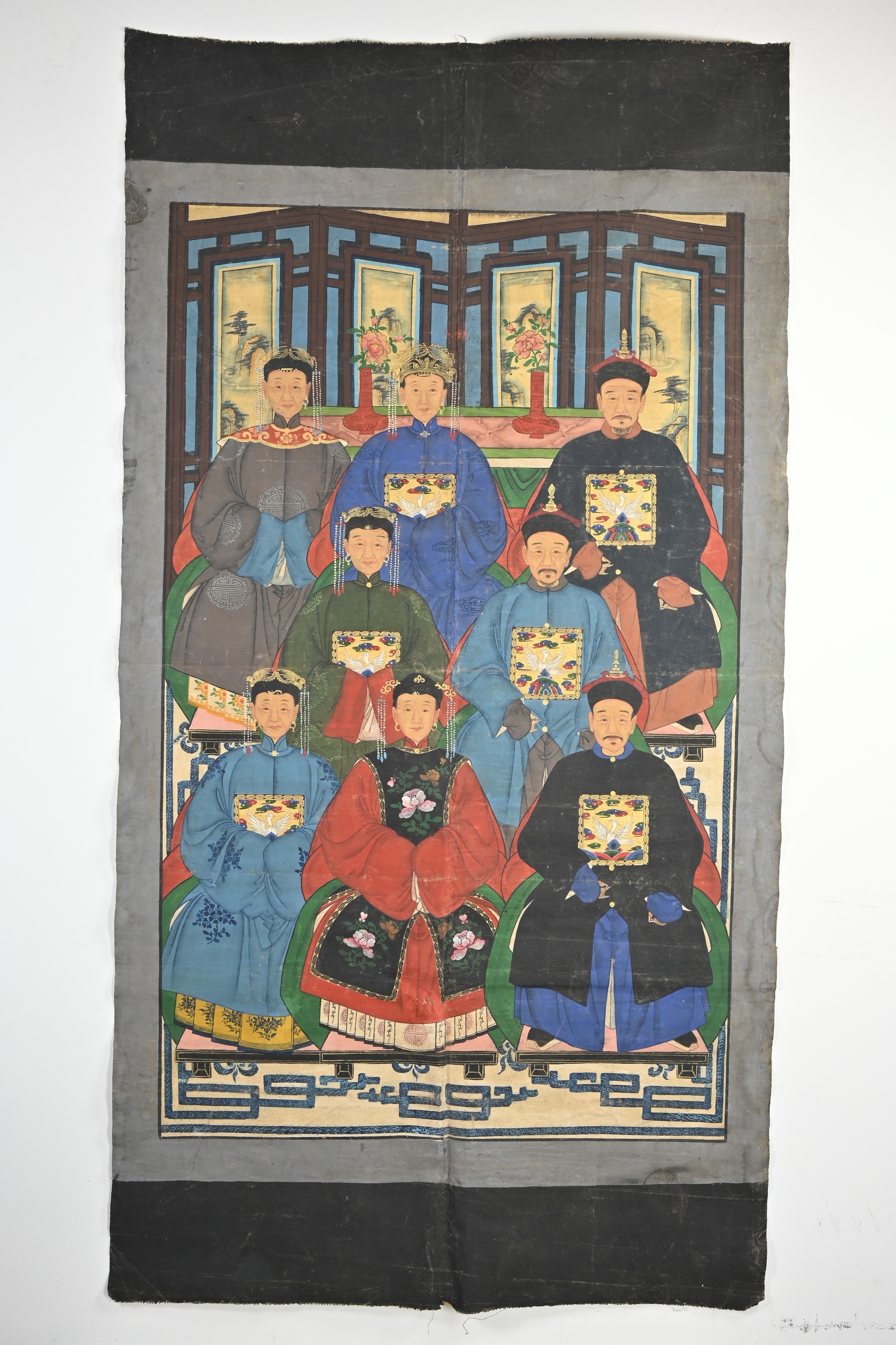Artwork by Chinese School, A LARGE CHINESE ANCESTOR PORTRAIT ON CANVAS, Made of Canvas
