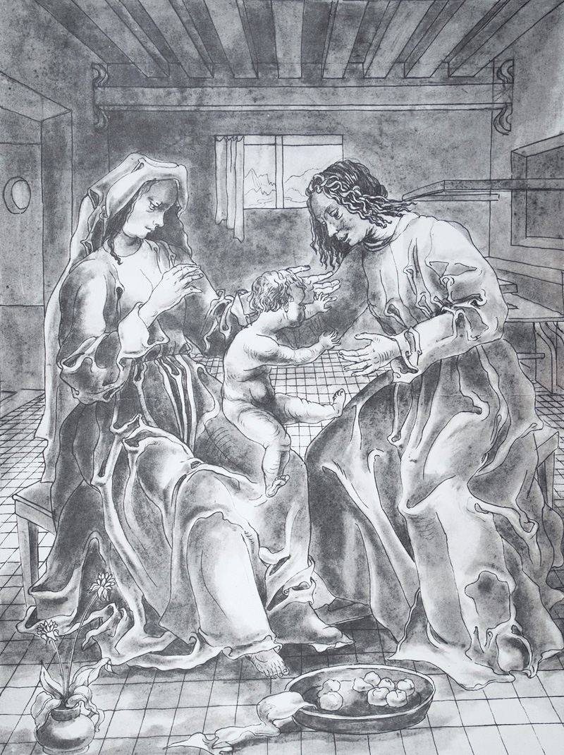 Artwork by Elisabeth Voigt, Acht Zeichnungen zu Löns Wehrwolf, Made of Lose Blatt ohne Einband