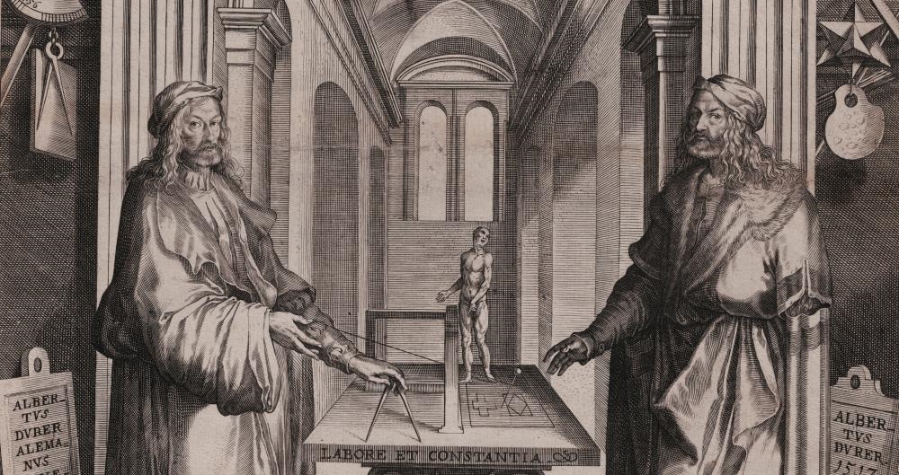 Artwork by Lucas Kilian, Double portrait of Albrecht Dürer, Made of Engraving