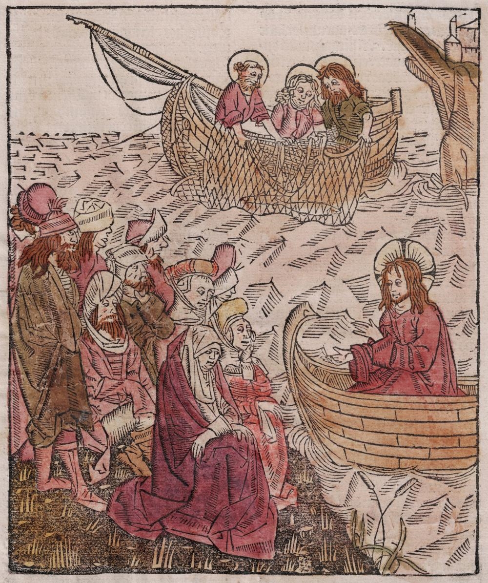 Master of Delft | Christ preaches from a boat (1480 - 1500) | MutualArt