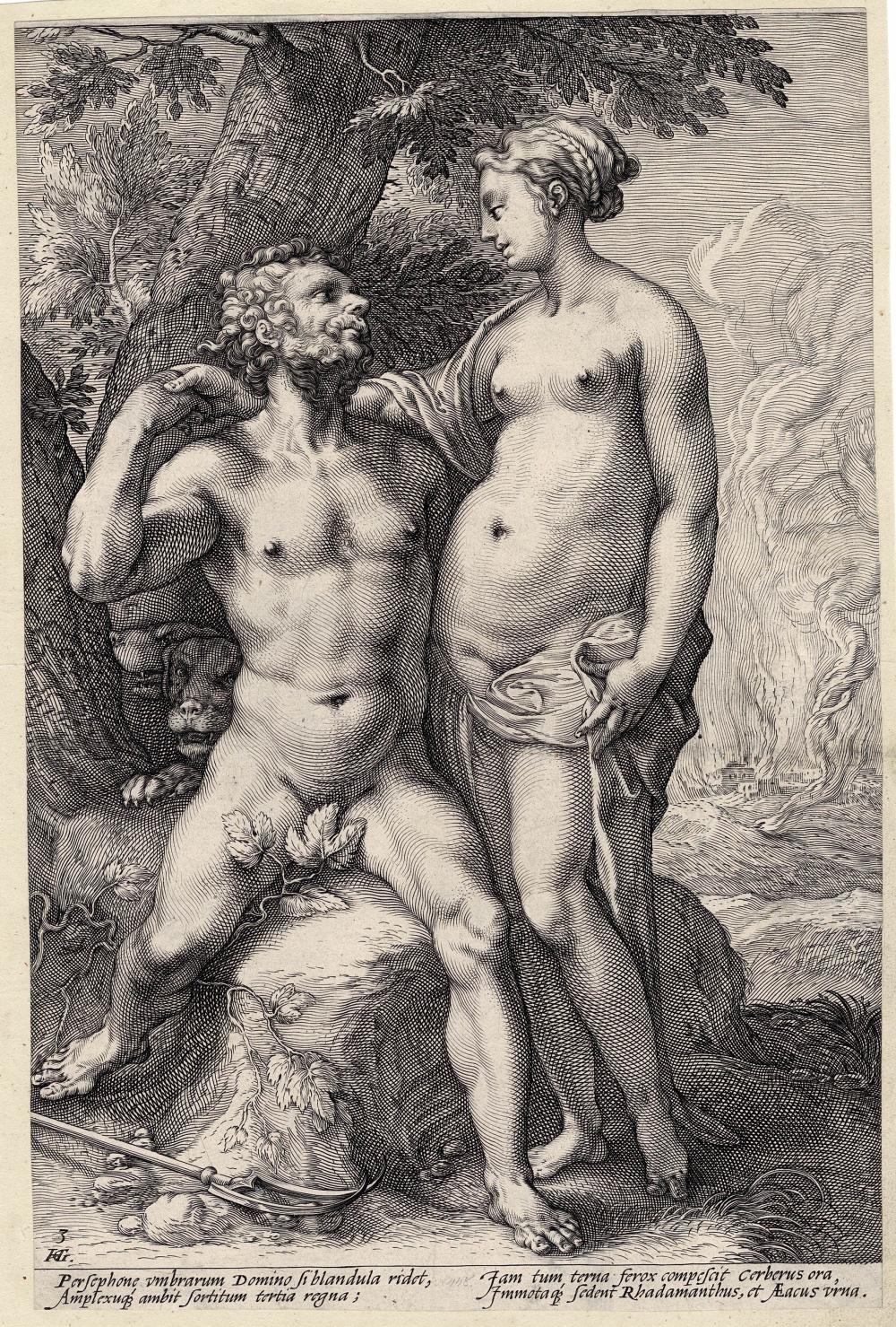 Artwork by Hendrick Goltzius, Pluto and Proserpine, Made of Engraving