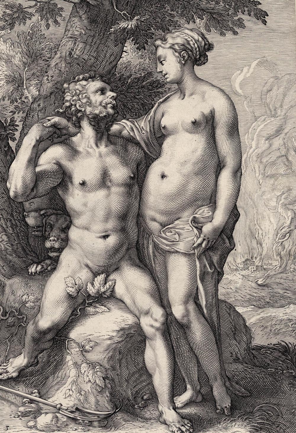 Artwork by Hendrick Goltzius, Pluto and Proserpine, Made of Engraving