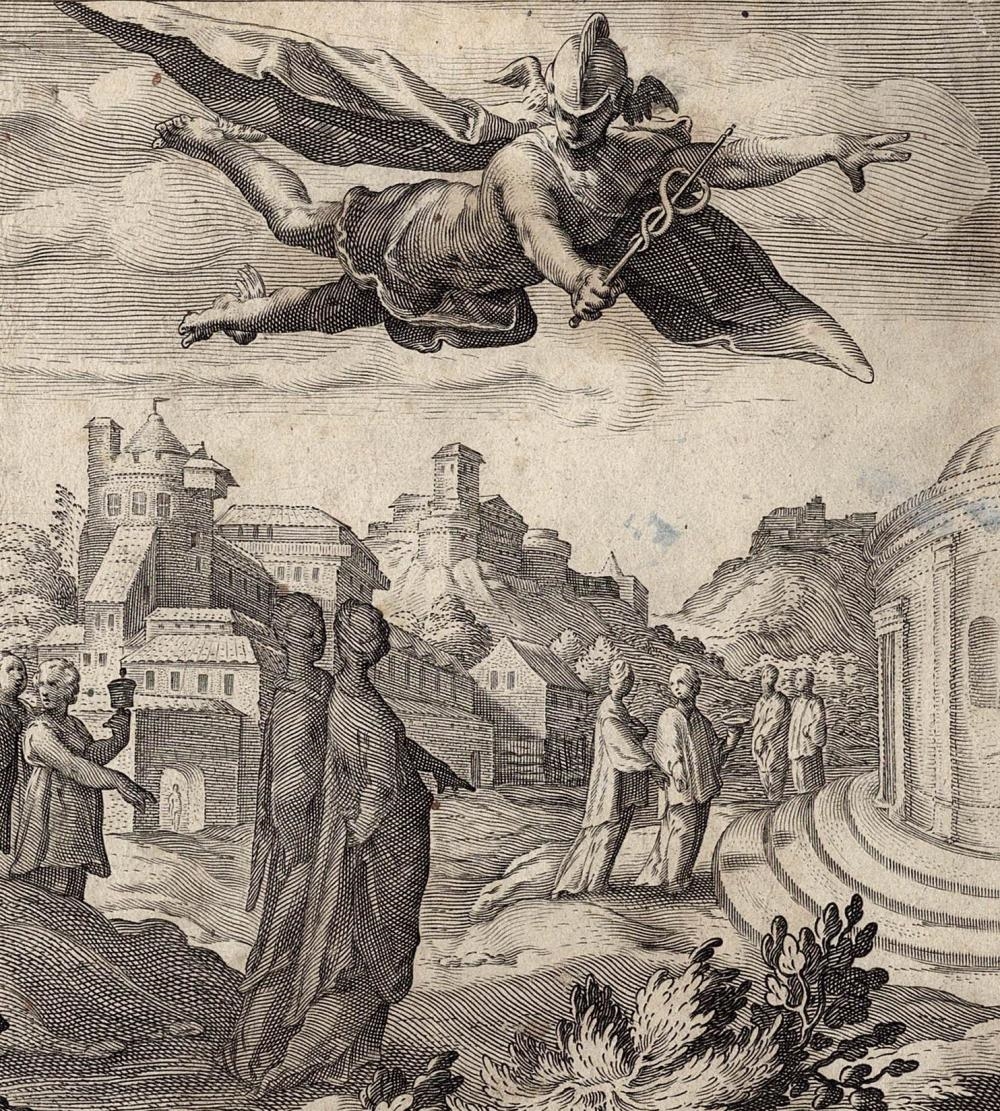 Artwork by Hendrick Goltzius, Mercury and Herse, Made of Engraving