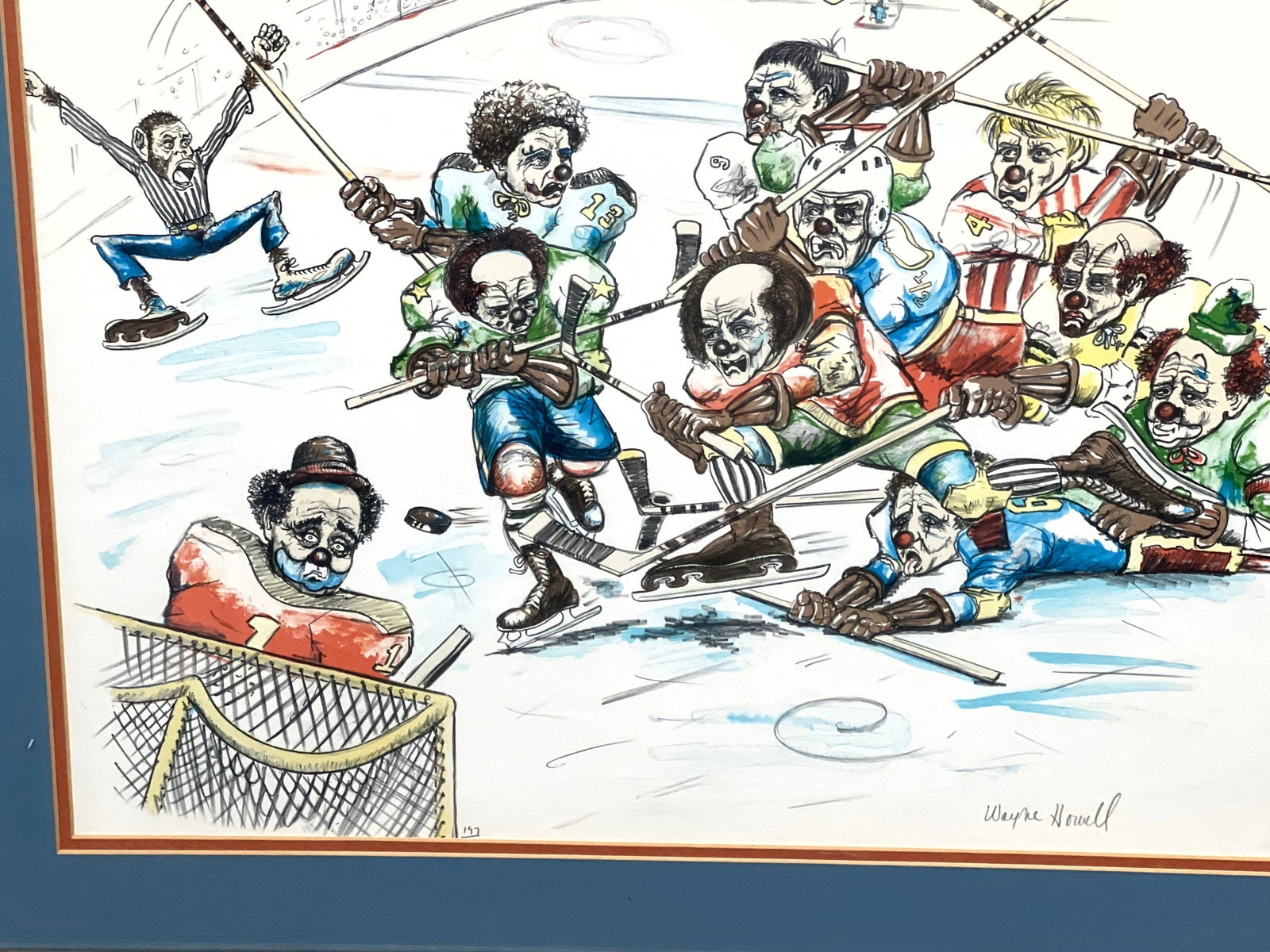 Wayne Howell | Clowns Playing Ice Hockey | MutualArt