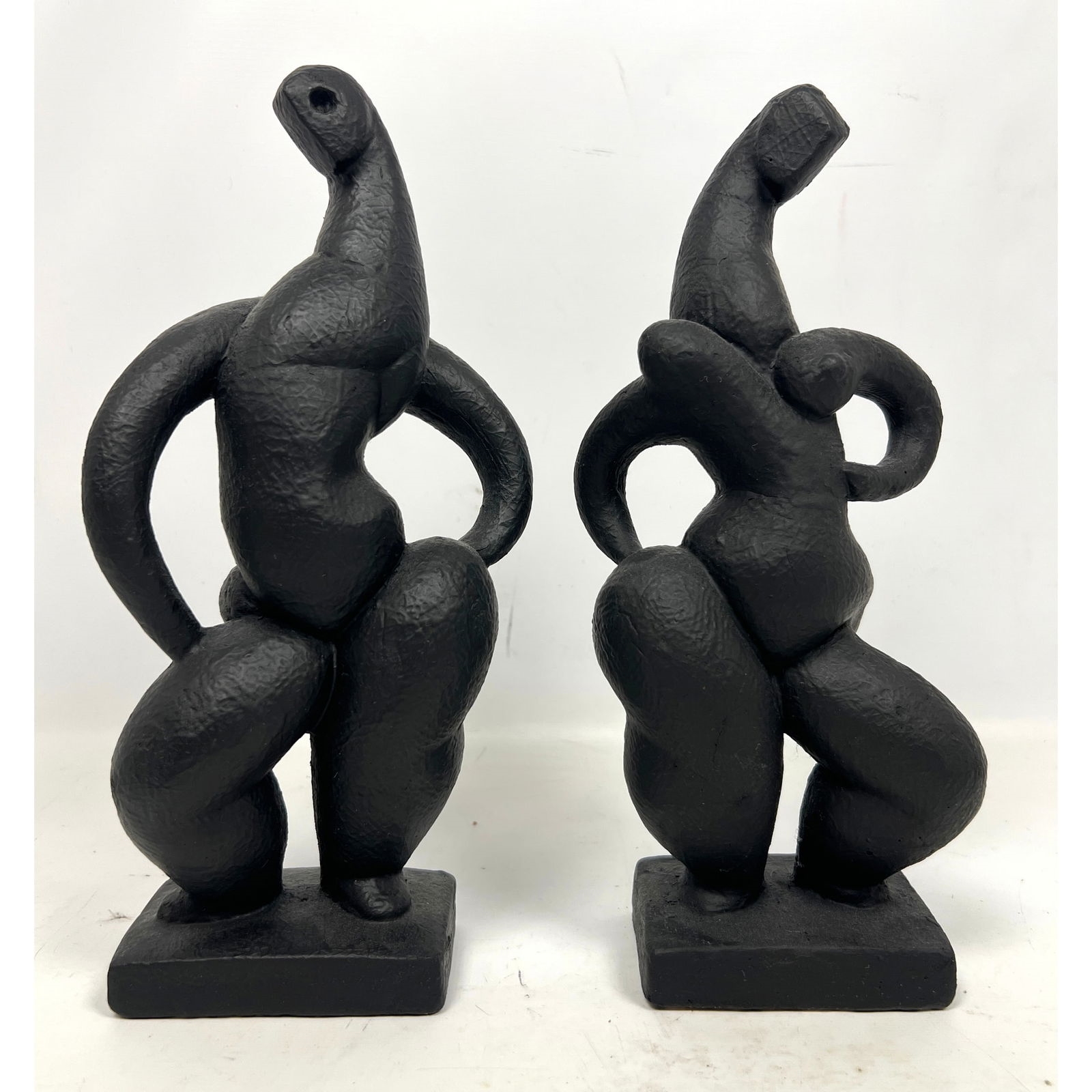 Artwork by Frederick Weinberg, Pair Mid Century Modern Stylized Frederic Weinberg Painted Plaster Figurines Sculptures, Made of Painted Plaster
