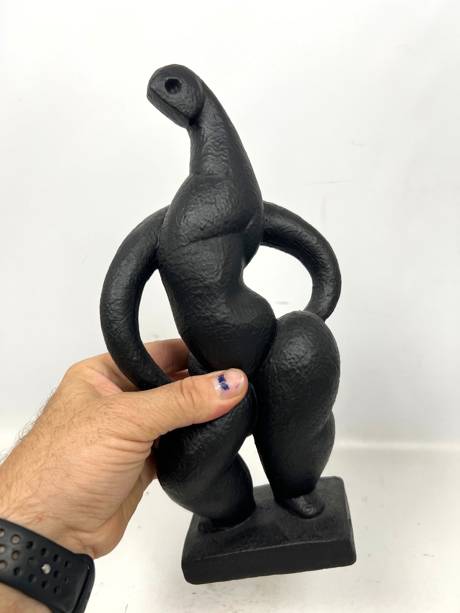 Artwork by Frederick Weinberg, Pair Mid Century Modern Stylized Frederic Weinberg Painted Plaster Figurines Sculptures, Made of Painted Plaster