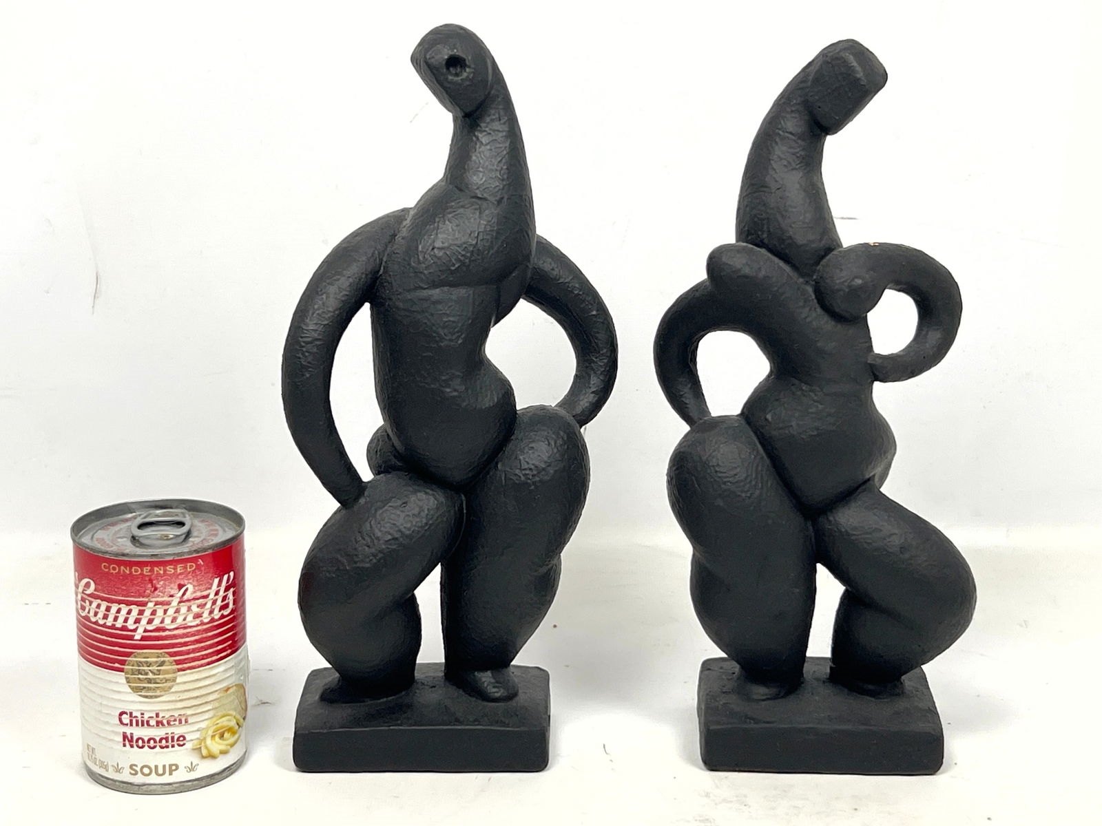 Artwork by Frederick Weinberg, Pair Mid Century Modern Stylized Frederic Weinberg Painted Plaster Figurines Sculptures, Made of Painted Plaster