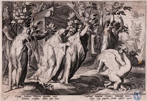Metamorphose into poplars and swan by Hendrick Goltzius, circa 1590