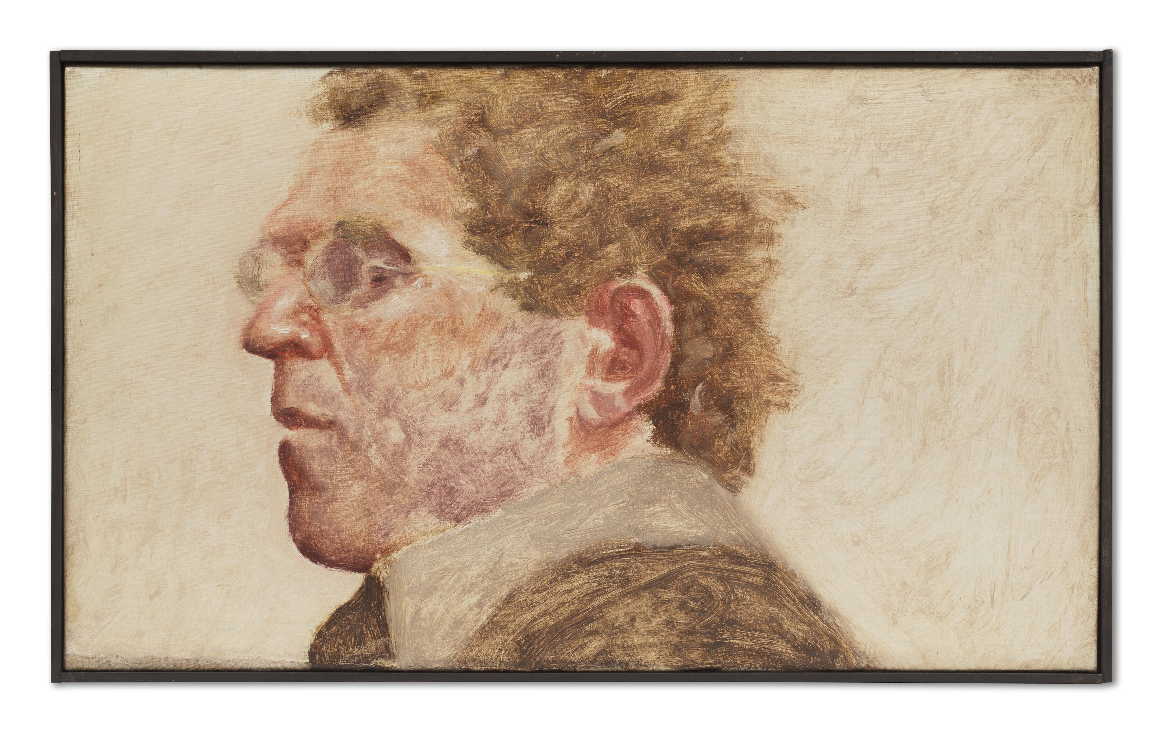 Artwork by Avigdor Arikha, Self portrait in profile, Made of oil on canvas