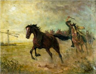 Horse Rider with Horses - Janos Viski