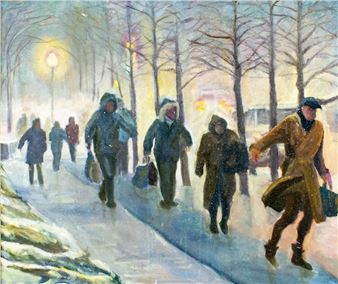 Winter Street Scene - Yvonne Burbine